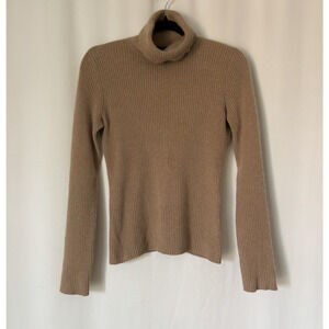Cashmere Sweater Medium Turtleneck Womens Lord & Taylor Camel Ribbed